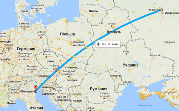 перелет из Москвы в Венецию